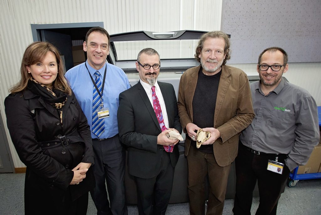 A new dimension of teaching and learning is about to begin at the University of Southern Queensland (USQ) through the use of full colour 3D printing in its course offerings.USQ Senior Project Officer (Technology Demonstrator Projects) Susan Brosnan, Executive Director (Campus Services) Dr Dave Povey, Deputy Vice-Chancellor (Academic Services) & Chief Information Officer Professor Ken Udas, Archaeology Lecturer Professor Bryce Barker and Ellipsis Media Manager Robert Keanalley.